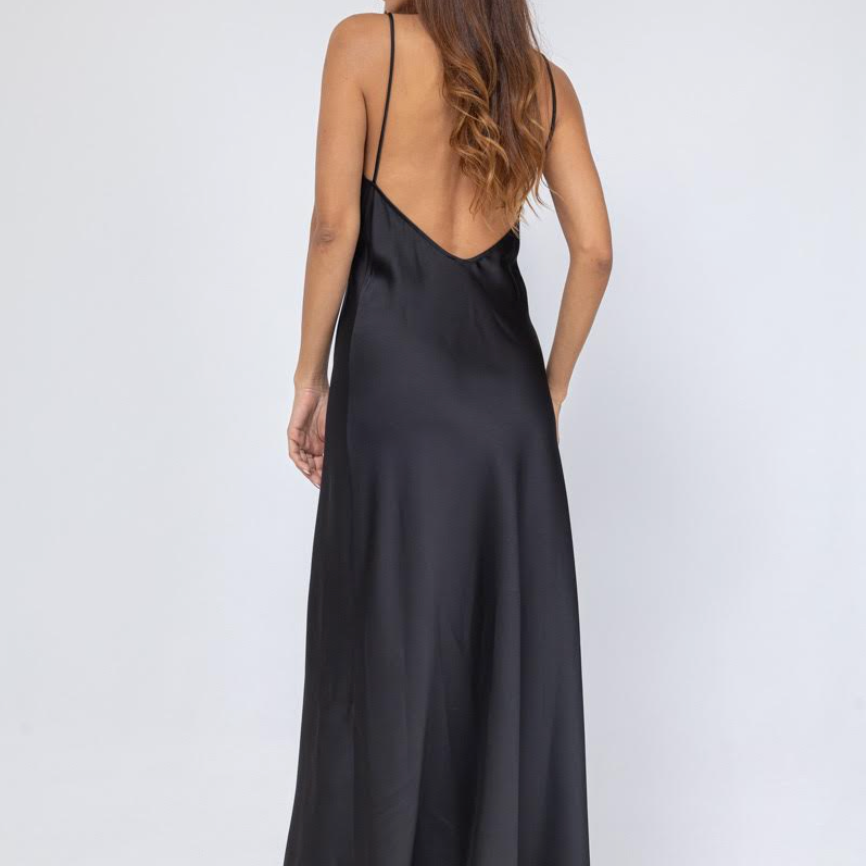 Open back maxi satin dress