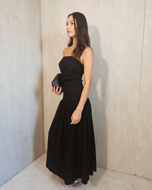 Linen strapless dress