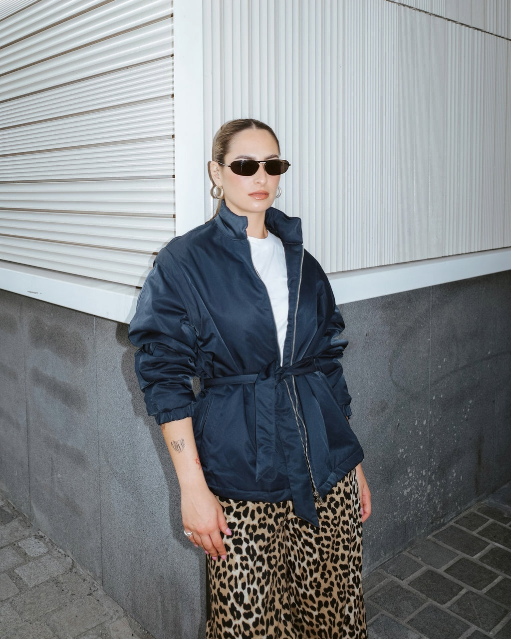 Zipped Nylon Bomber Jacket
