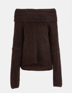 Boat neck sweater - Dark Marron