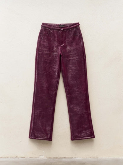 Burgundy PU pants