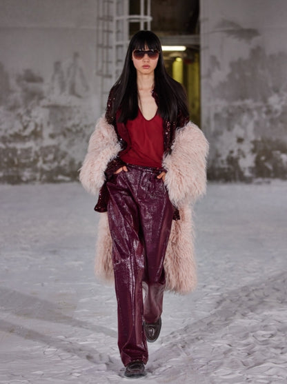 Burgundy PU pants