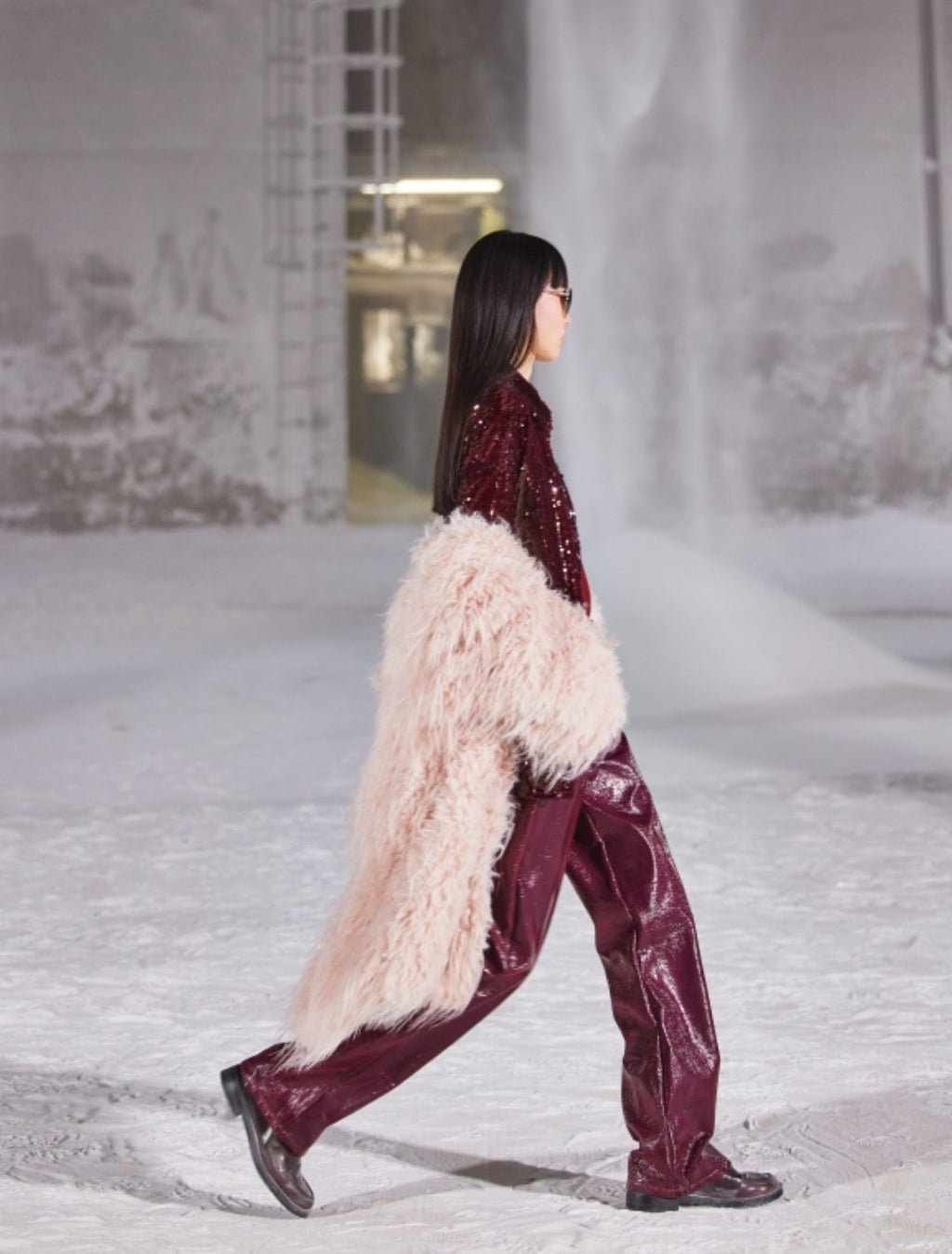 Burgundy PU pants