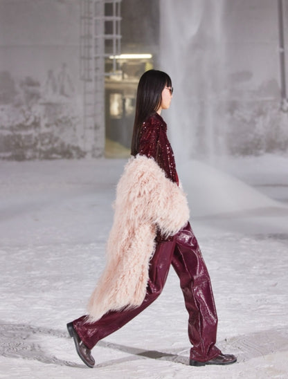 Burgundy PU pants