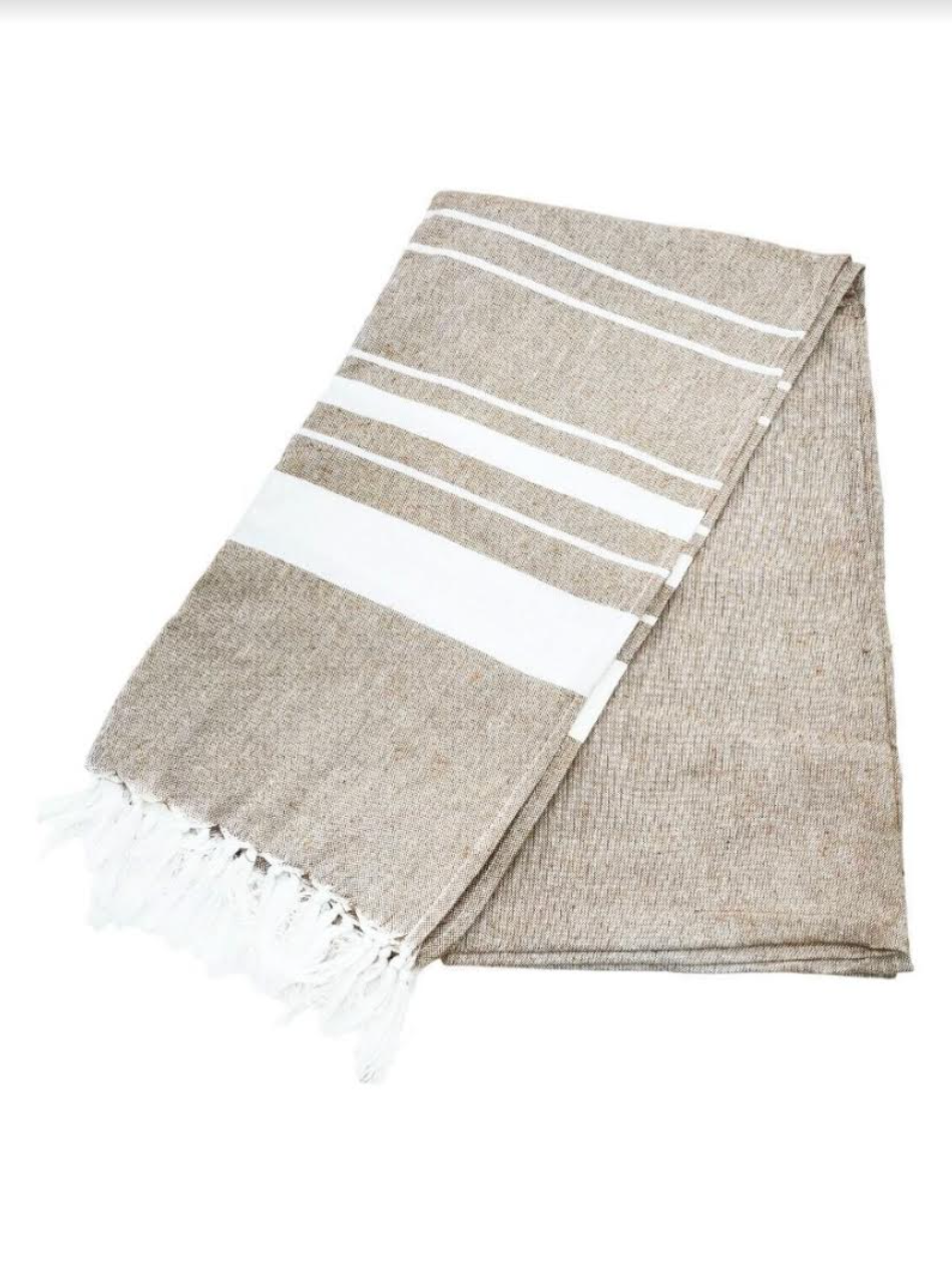 Flat Weave Beach Fouta with Stripes