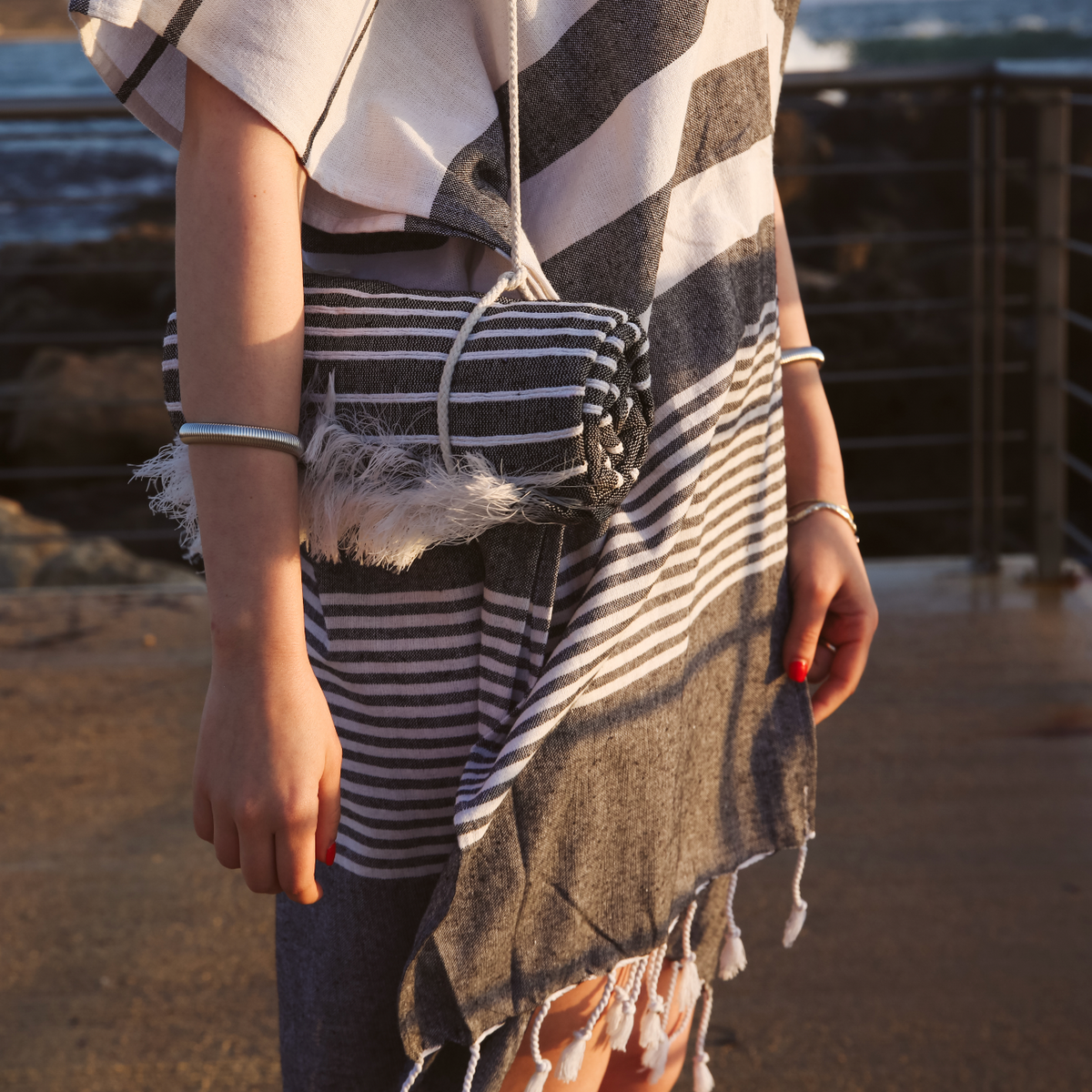 Flat Weave Beach Fouta with Stripes