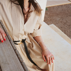 Beige Cotton and Linen Dress