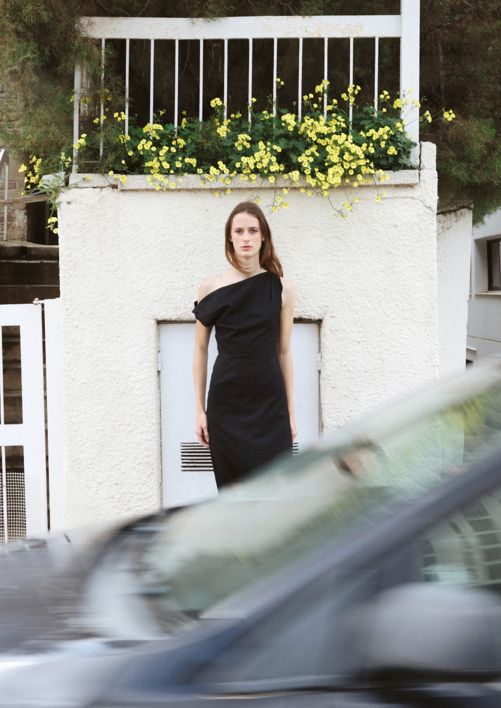 Asymmetrical linen dress