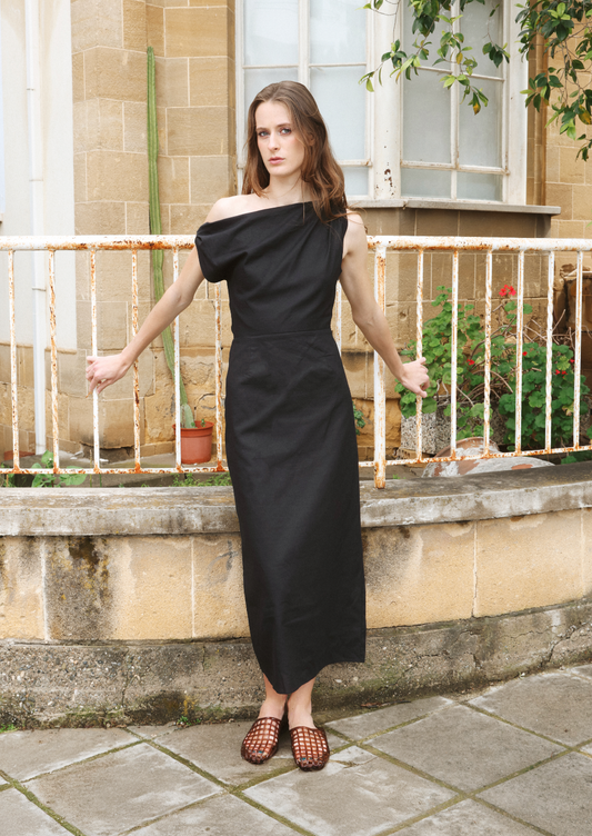 Asymmetrical linen dress
