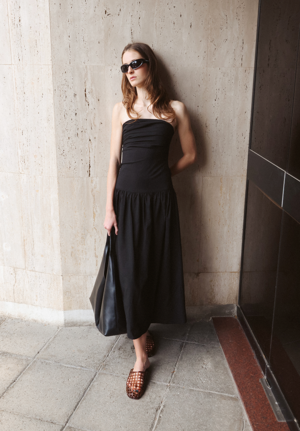 Linen strapless dress