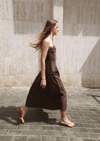 Asymmetrical brown dress