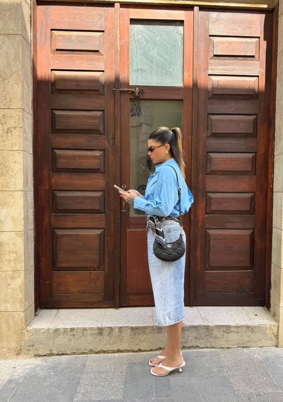 Denim wide leg bermuda shorts