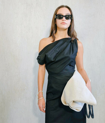 Asymmetrical linen dress
