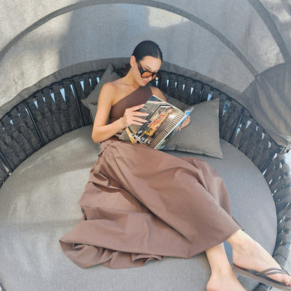 Asymmetrical brown dress