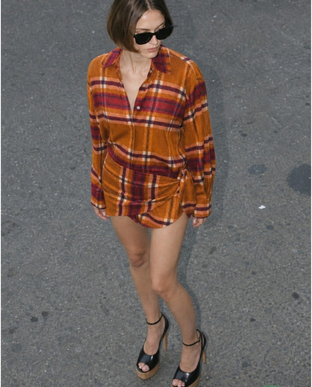 Check 2 piece shirt