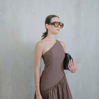 Asymmetrical brown dress