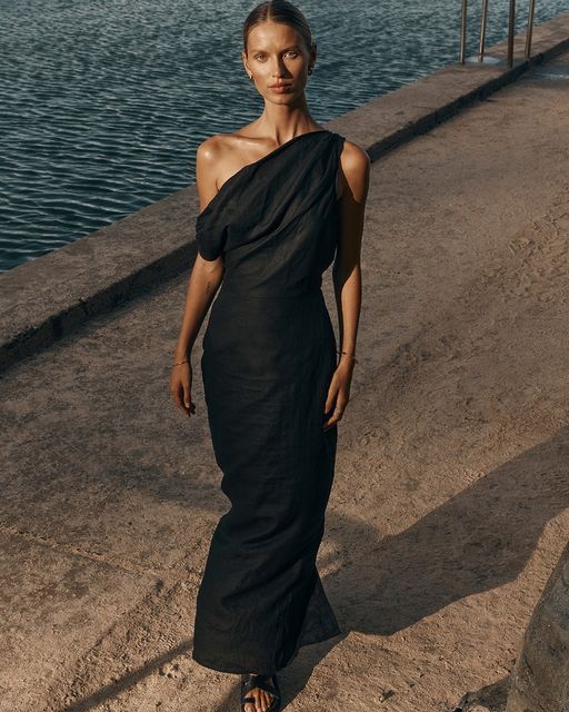 Asymmetrical linen dress