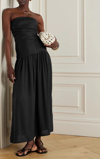 Linen strapless dress